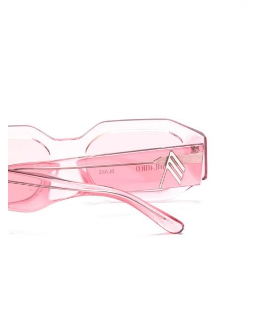 The Attico Pink Blake Rectangle-Frame Sunglasses