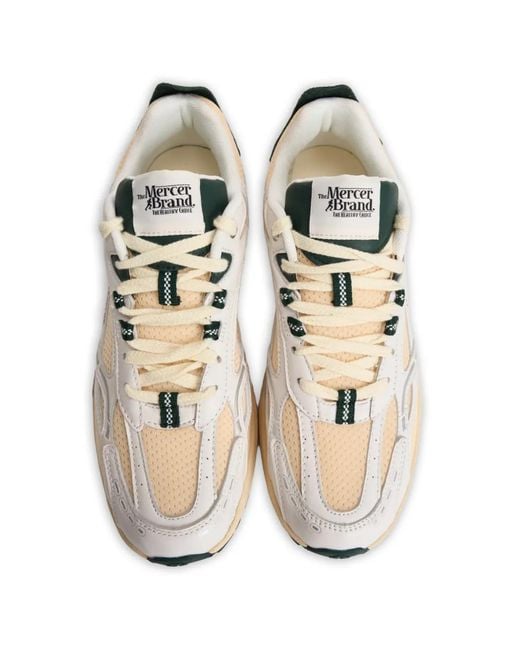 The Mercer Brand White The Re-Run Panelled Sneakers for men