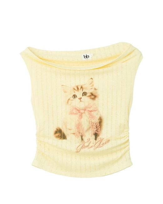 B+ AB Metallic Graphic-Print Ruched T-Shirt