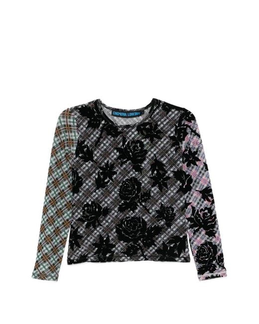 Chopova Lowena Black Picnic Check Top