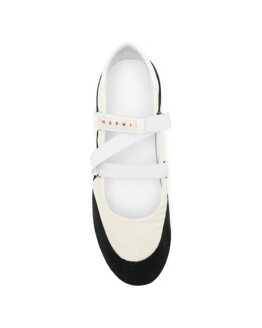 Marni White Round-Toe Ballet Flats