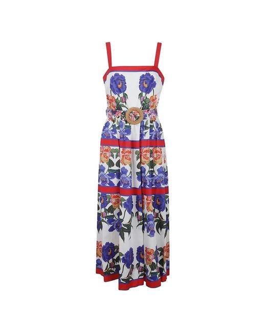 Borgo De Nor White Floral-Print Belted Maxi Dress