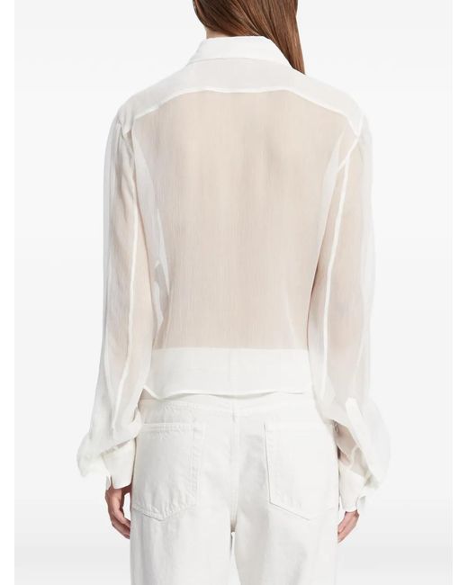 Ann Demeulemeester White Erma Ruffled Silk-Voile Blouse
