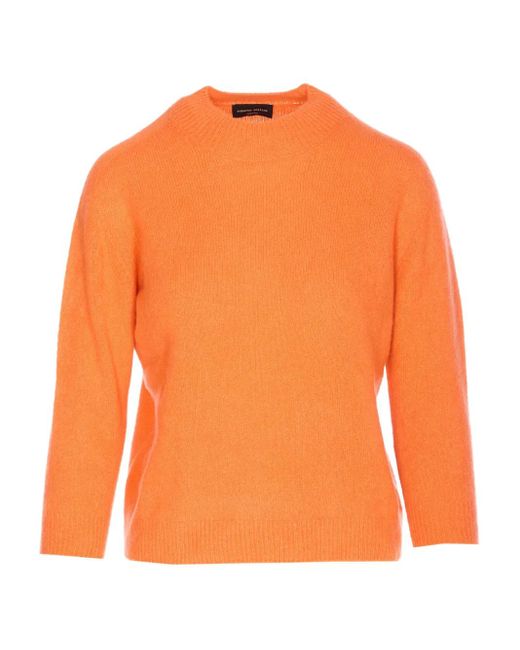 Roberto Collina Orange Crew-Neck Long-Sleeve Sweater