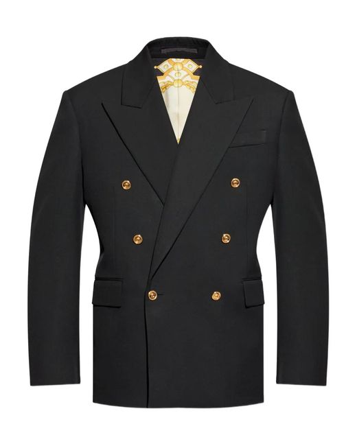 Versace Black Double-Breasted Button Jacket for men