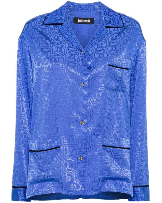 Camicia con effetto jacquard di Just Cavalli in Blue