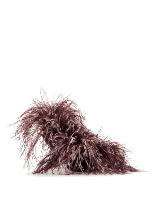 Ferragamo Purple Ostrich Feather Stiletto Pumps