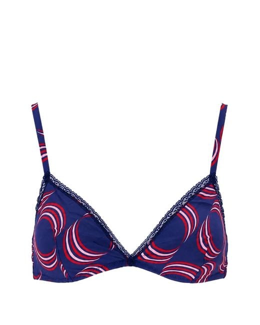 Laura Urbinati Purple Soutien-Gorge Imprimé Bordé De Dentelle