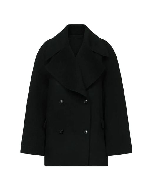Loulou de Saison Black Double-Breasted Notch-Lapel Coat