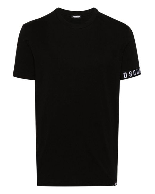 メンズ DSquared² ロゴトリム Tシャツ Black