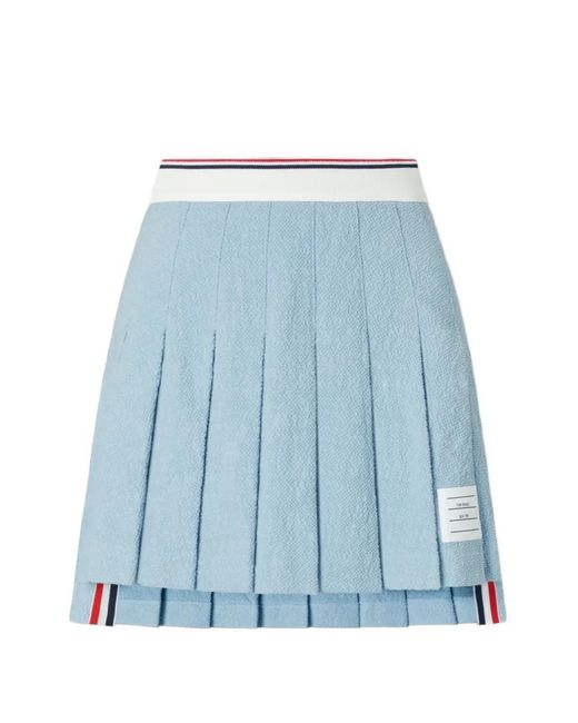 Thom Browne Blue Pleated Mini Skirt