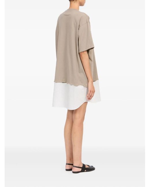 MM6 by Maison Margiela White Striped-Panel Mini T-Shirt Dress