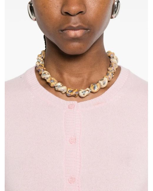 Bompard Pink Buttoned Round-Neck Cardigan