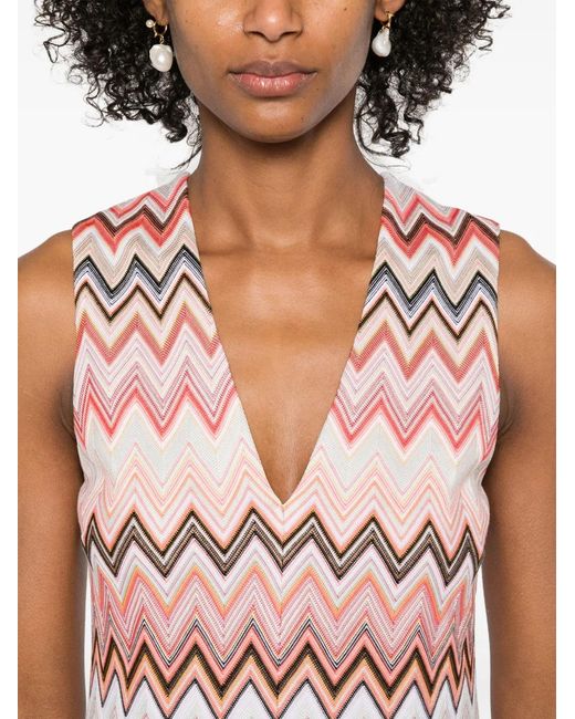 Missoni Multicolor Short Dress With Zigzag Pattern