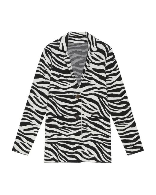 Maliparmi White Zebra-Print Button Jacket