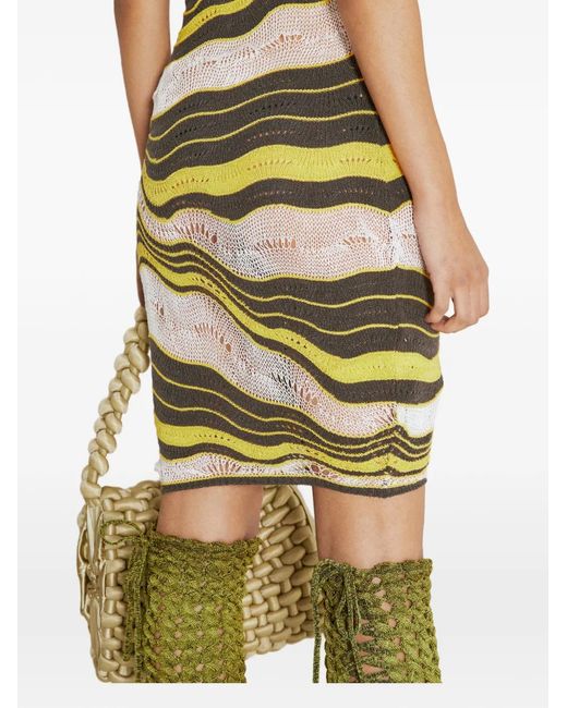 Isa Boulder Metallic Wave-Knit Midi Dress
