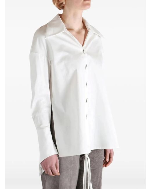 GRACE LING White Oversized-Fit Wrap Shirt