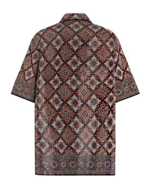 Etro Brown Stud-embellished Silk Shirt for men