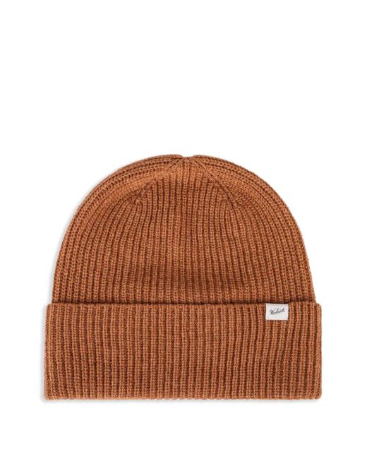 Woolrich Brown Ribbed Knit Beanie for men