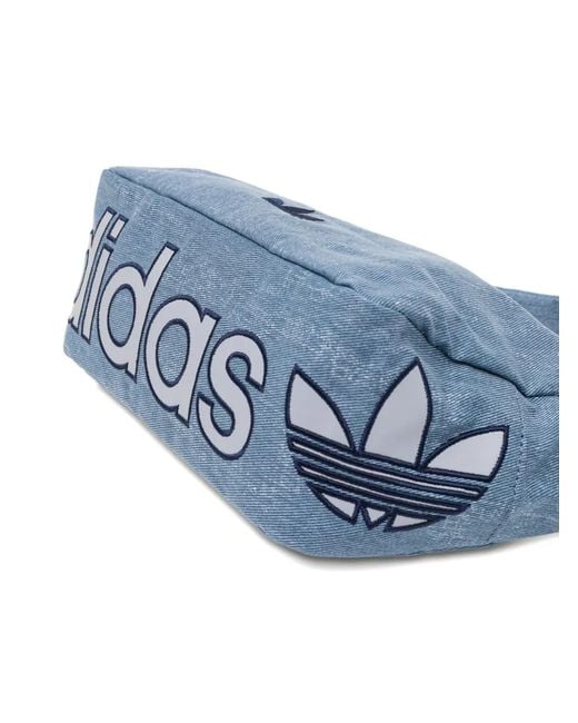 Adidas Blue Small Logo-Print Washed Shoulder Bag