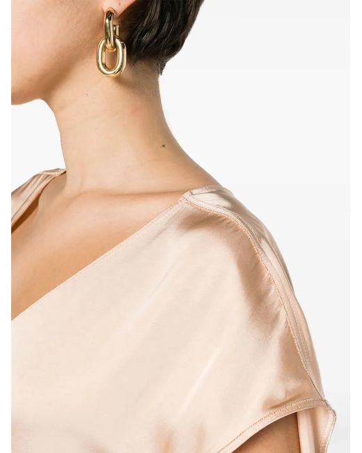 Fabiana Filippi Natural Beaded Trim Satin Tunic