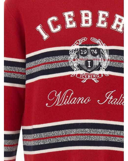 Iceberg Embroidered Striped Wool Sweater for men