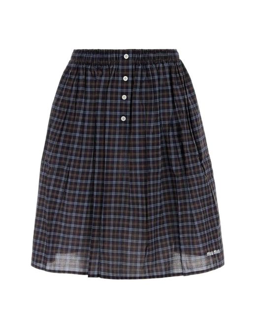 Miu Miu Black Plaid Skirt