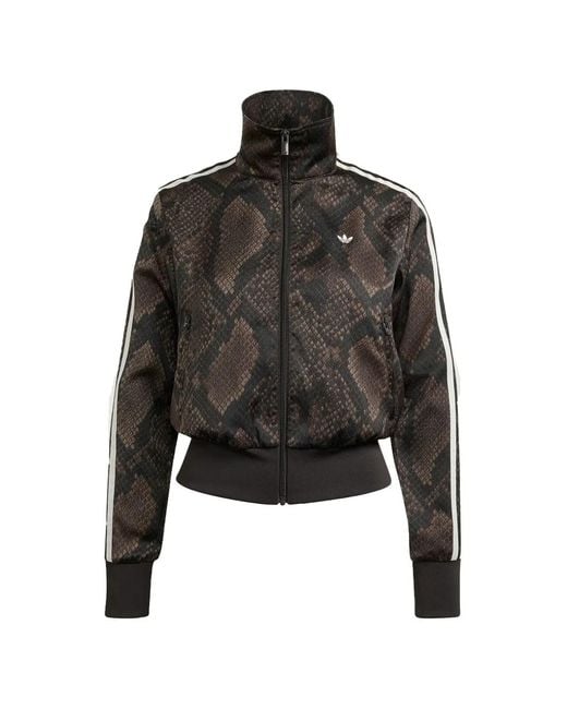 Adidas Black Satin Snake Print Firebird Track Jacket