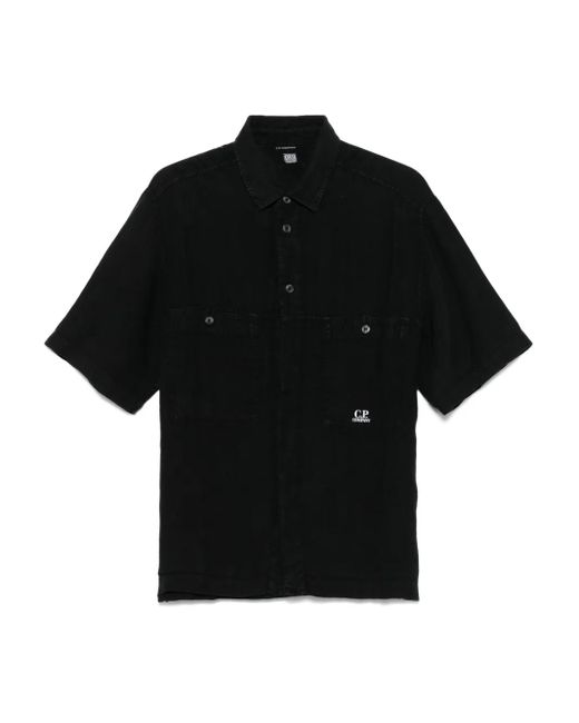 メンズ C P Company リネンシャツ Black