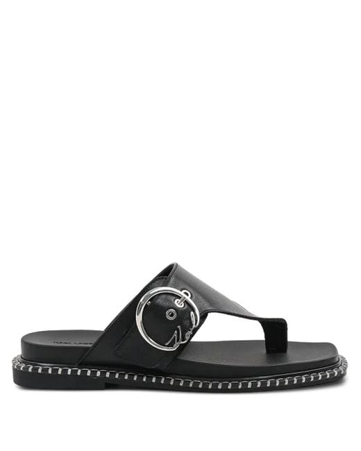 Karl Lagerfeld Black Buckle-Detail Thong Sandals