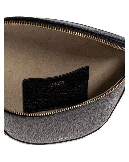 Isabel Marant Black Skano Hammered Leather Belt Bag With Studs