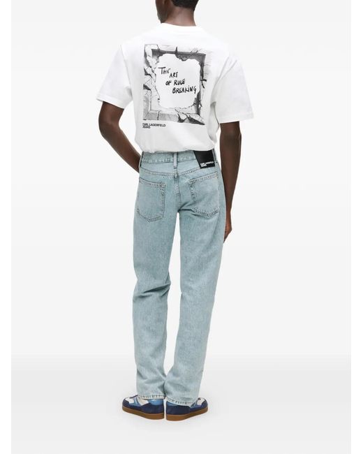 Karl Lagerfeld Blue Light Straight-Leg Jeans With Classic Five-Pocket Styling for men