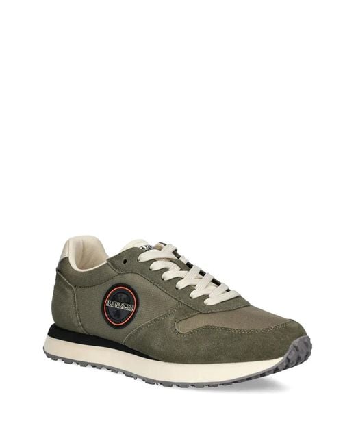 Napapijri Green Nova Logo-Patch Sneakers for men