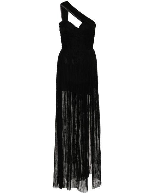 Robe longue Elestia plissée en tulle Maria Lucia Hohan en coloris Black