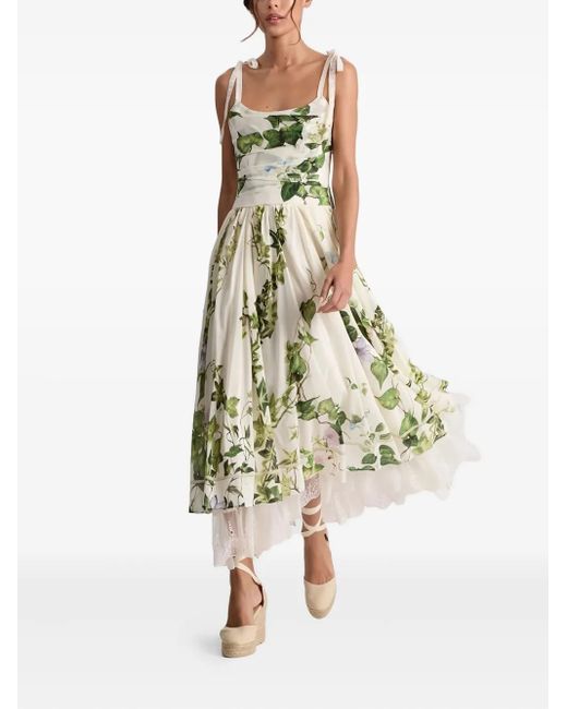 Alice + Olivia Green Haven Floral Midi Dress