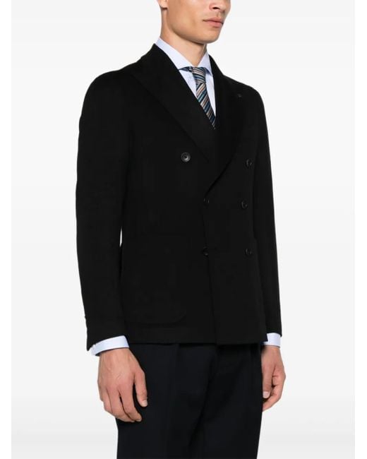 Tagliatore Black Double-Breasted Wool Jacket for men