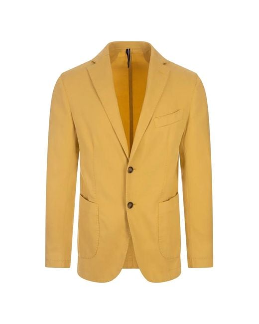 RUSSO CAPRI Yellow Oxford Button Blazer for men
