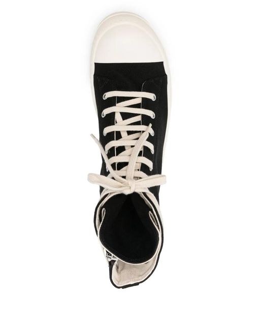 Rick Owens Black Eyelet-Detail High-Top Sneakers for men