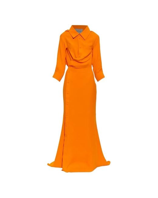 Balenciaga Orange Off-Shoulder Dress