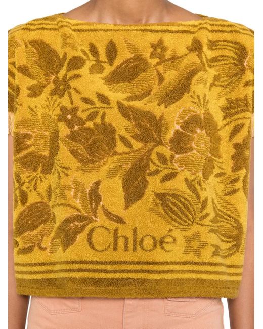 Chloé Yellow Boat-Neck Jacquard Top