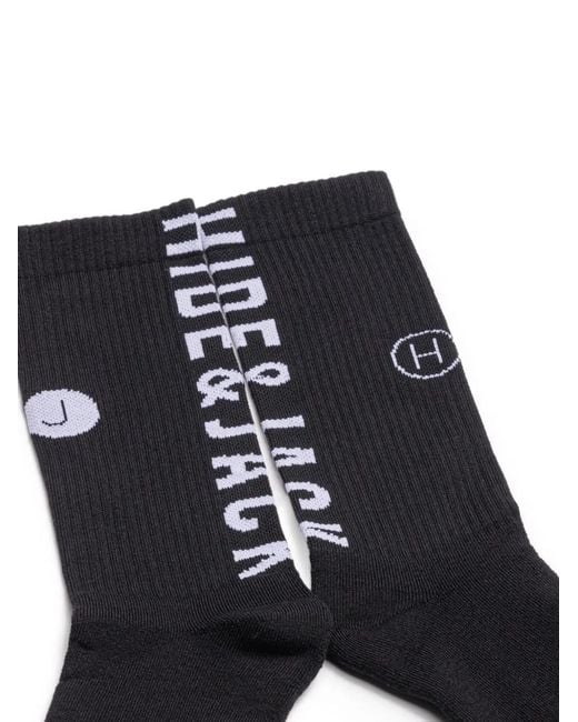 HIDE & JACK Black Logo-Detail Rib Socks