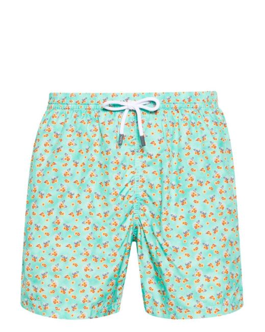 Barba Napoli Green Floral-print Swim Shorts for men