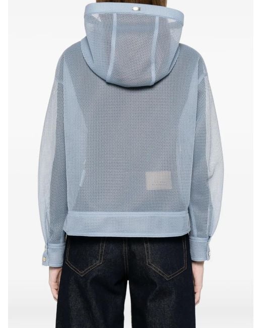Giacca Semi Trasparente Con Cappuccio di Herno in Blue