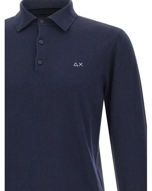 Sun 68 Blue Long-Sleeve Polo Shirt for men