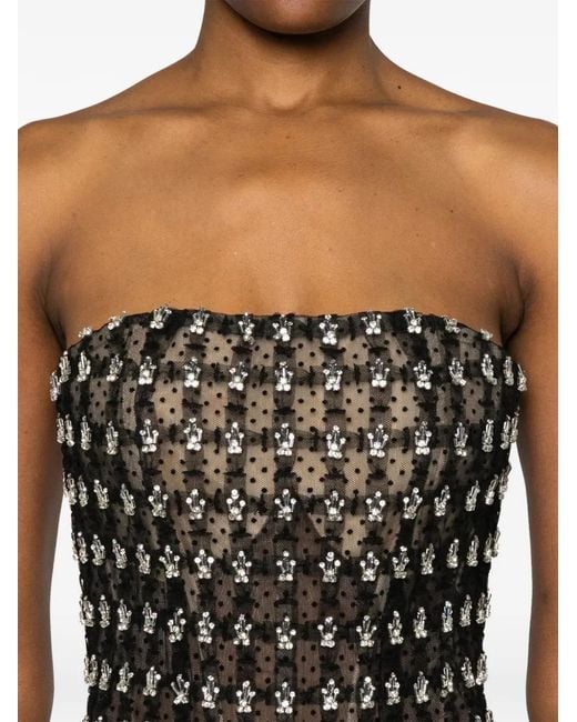 Dina Melwani Black Sequin-Embellished Tulle Maxi Dress