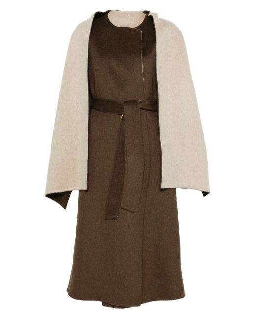 P.A.R.O.S.H. Natural Cape-Detail Belted Coat