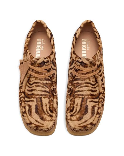 Clarks Brown Desert Boots Wallabee À Imprimé Tigre for men