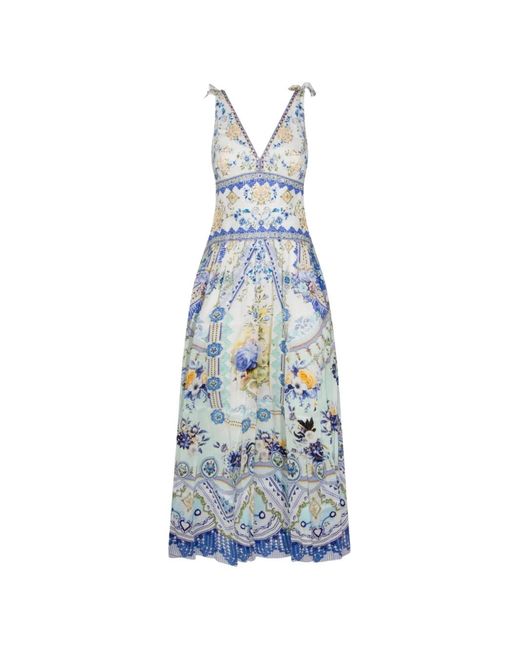 camilla dress blue Camilla Sheer Dressy Midi Dress – The Swank Company main image 1