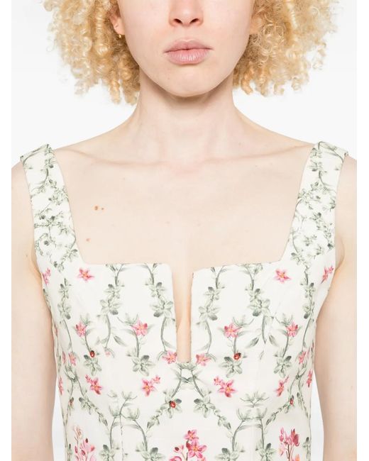 Agua Bendita White Agua Cauca Floral-Print Sweetheart-Neck Dress