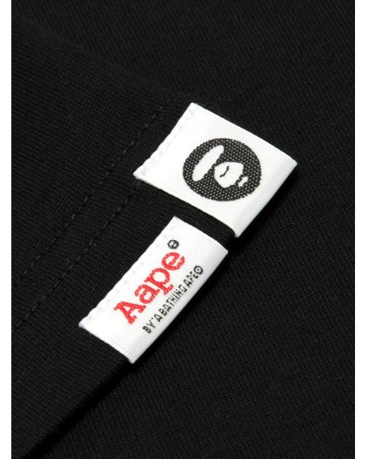 Aape By A Bathing Ape Black Camouflage-Print Logo-Print T-Shirt for men